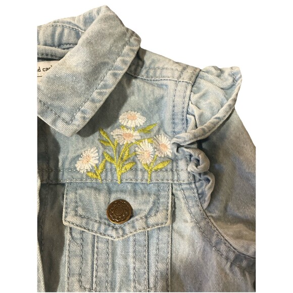 Girls Cupcakes and Cashmere Embroidered Love and Daisies Ruffled denim  2T - Picture 7 of 14
